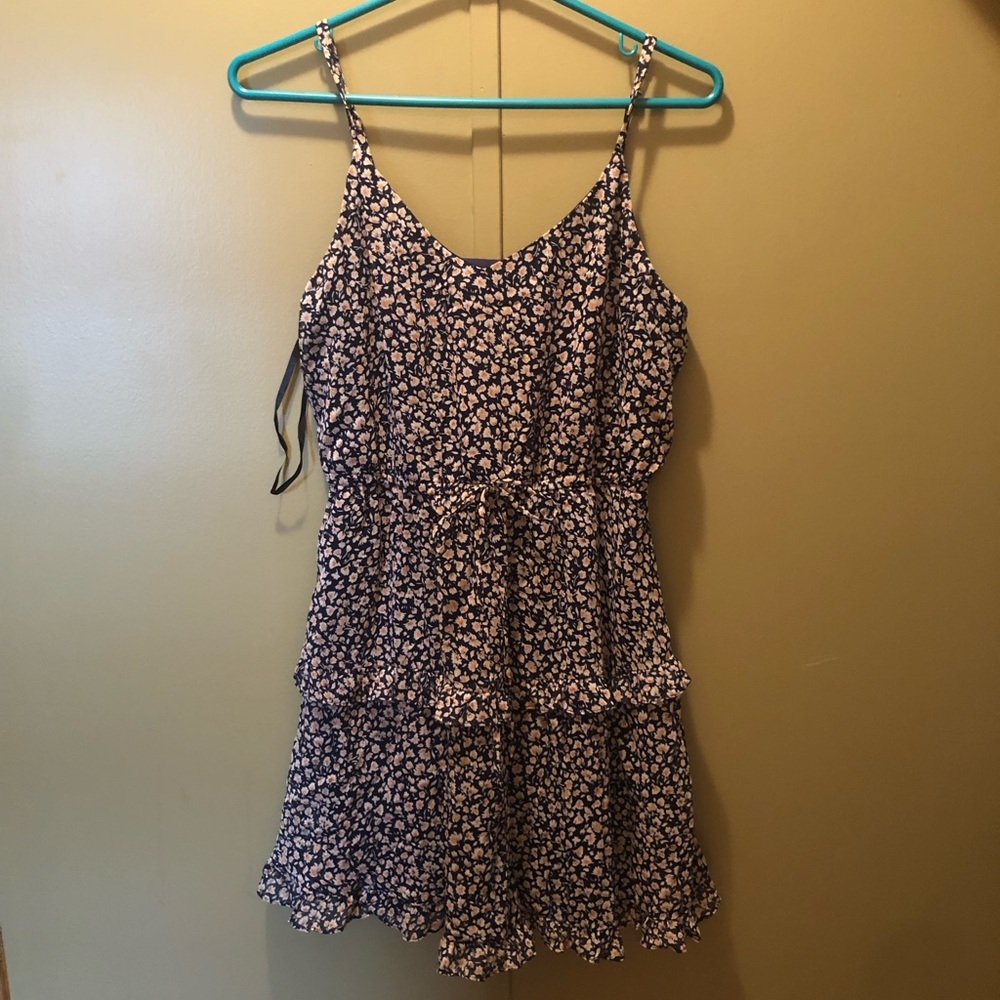 by & by Navy Blue Floral Mini Dress
